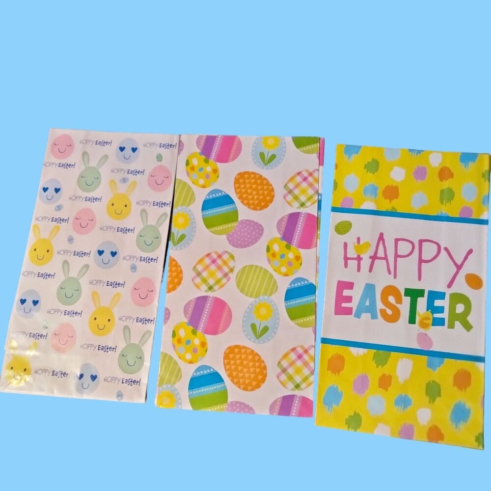 Hoppy Happy Easter Egg Treat Bags Paper Bunnies Rabbit lot 3